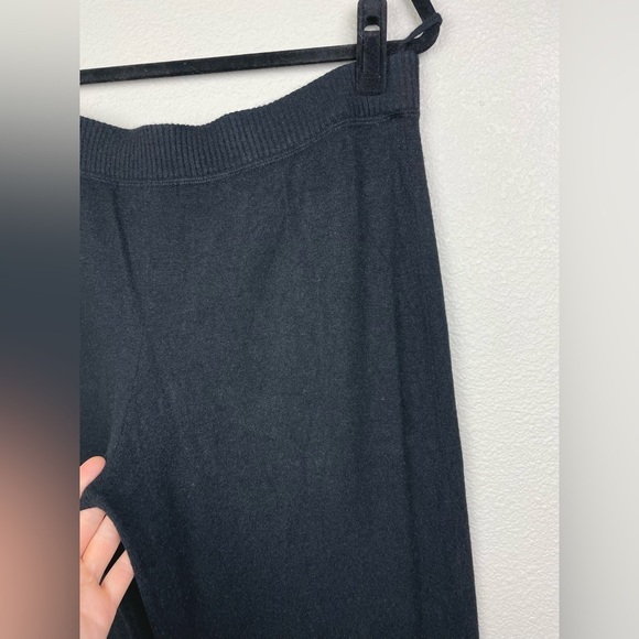 August Silk Women's Large Black Silk Wool Blend Straight Leg Pants Pull On Knit - Picture 13 of 16